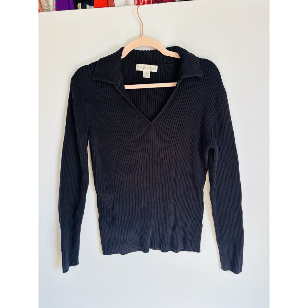 Vintage 90s Casual Corner‎ Collar Sweater Ribbed Size Women's XL